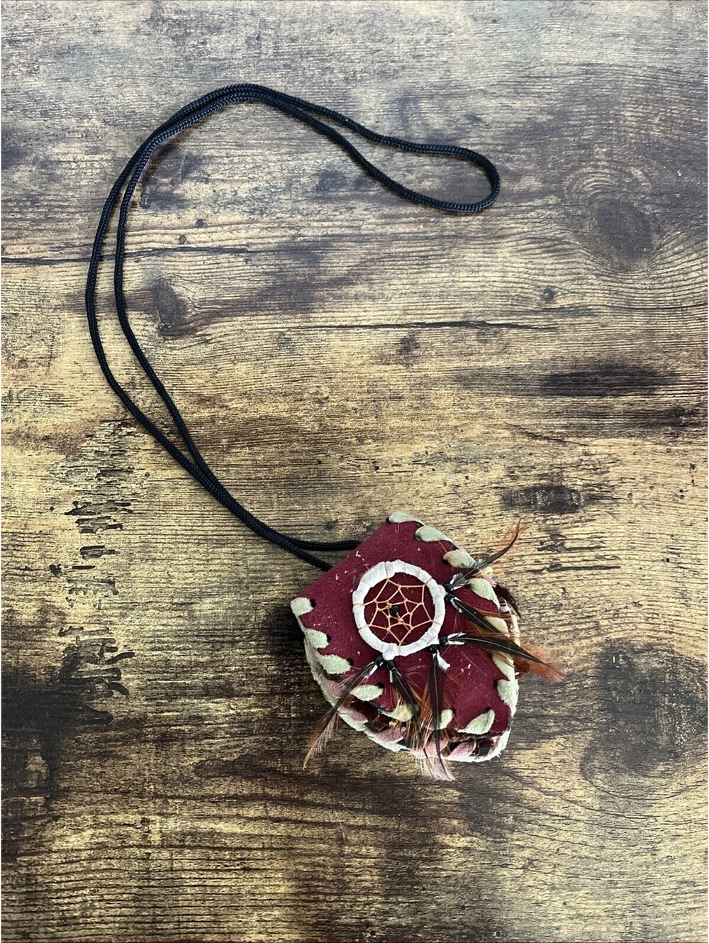 Vintage  Southwest Style Hand Made Dream Catcher Pouch Necklace